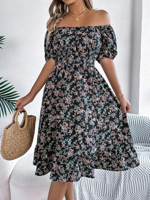 ruffled-hem-floral-puff-sleeve-dress OhSoStyled at Sophia's Style-6